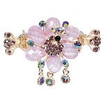 Haargreifer Blume&Pfau Haarspange Haarkneifer Haarklammer Metall & Strass lila violett gold 4671c